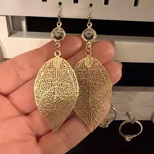 Elegant Gold Leaf Drop Earrings